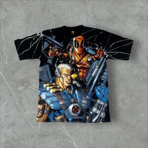 Deadpool Cable X-Men AOP Marvel Comics Size XL Modern Double Sided T-Shirt